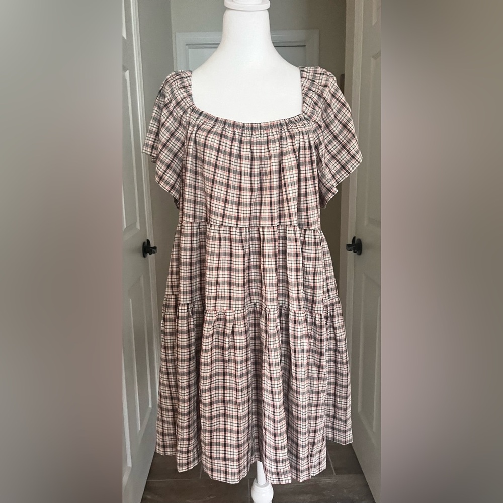 Old Navy Plaid Mini Dress - Brown and white. NWT - Picture 6 of 7